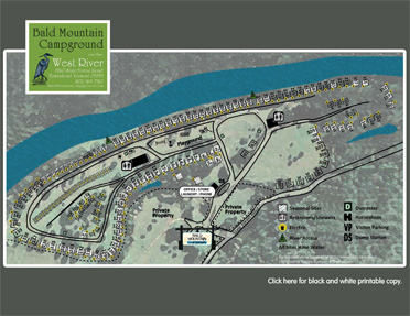 Bald Mountain Campground's Site Map